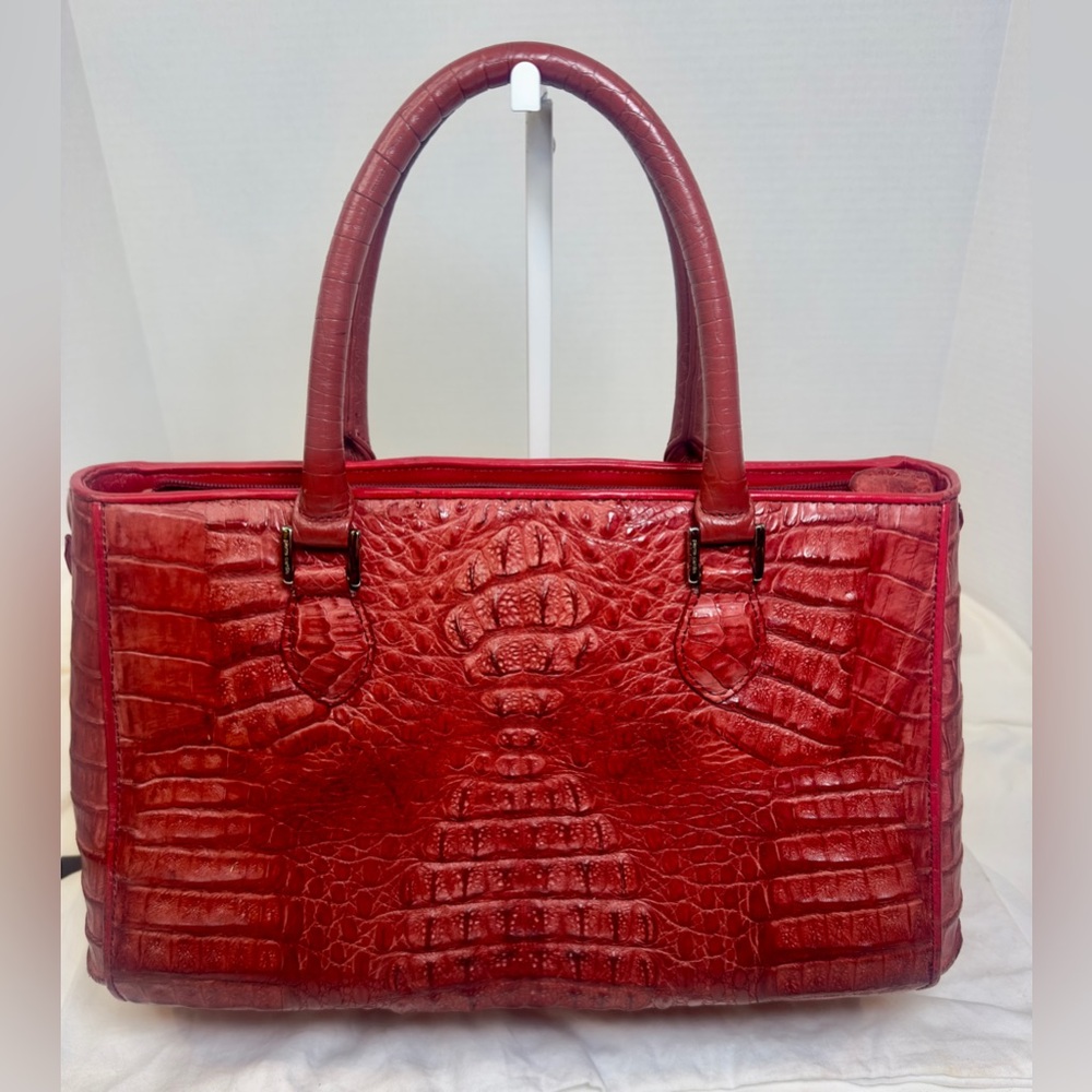 Pierre Cardin Red Croc-Embossed Double-Handle Satchel - Picture 2 of 10